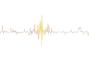 waveform with a central peak and a white isolated background presents abstractly.