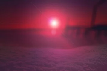 Selbstklebende Fototapeten Abstract winter landscape with a bright sunset sun and soft snow cover © Наталья Самойлова