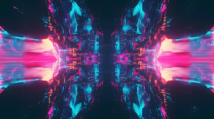 Abstract digital waveforms with glitch effects and vibrant colors, symbolizing technology, innovation, and futuristic design