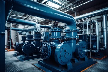 industrial sewage pressure treatment pumps. Industrial equipment in factory
