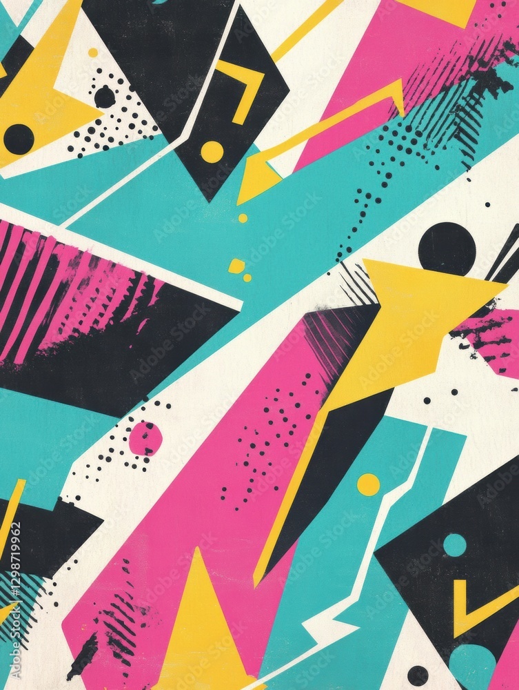 Aufkleber colorful abstract geometric design featuring bold shapes and vibrant colors in a modern style. gener