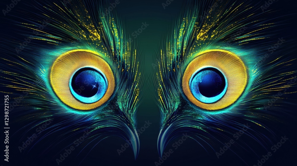 Aufkleber intricate close up of vibrant eyes resembling owl features against a dark background showcasing brig