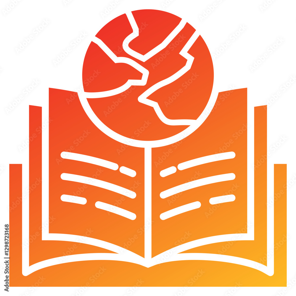 Poster global learning glyph gradient icon