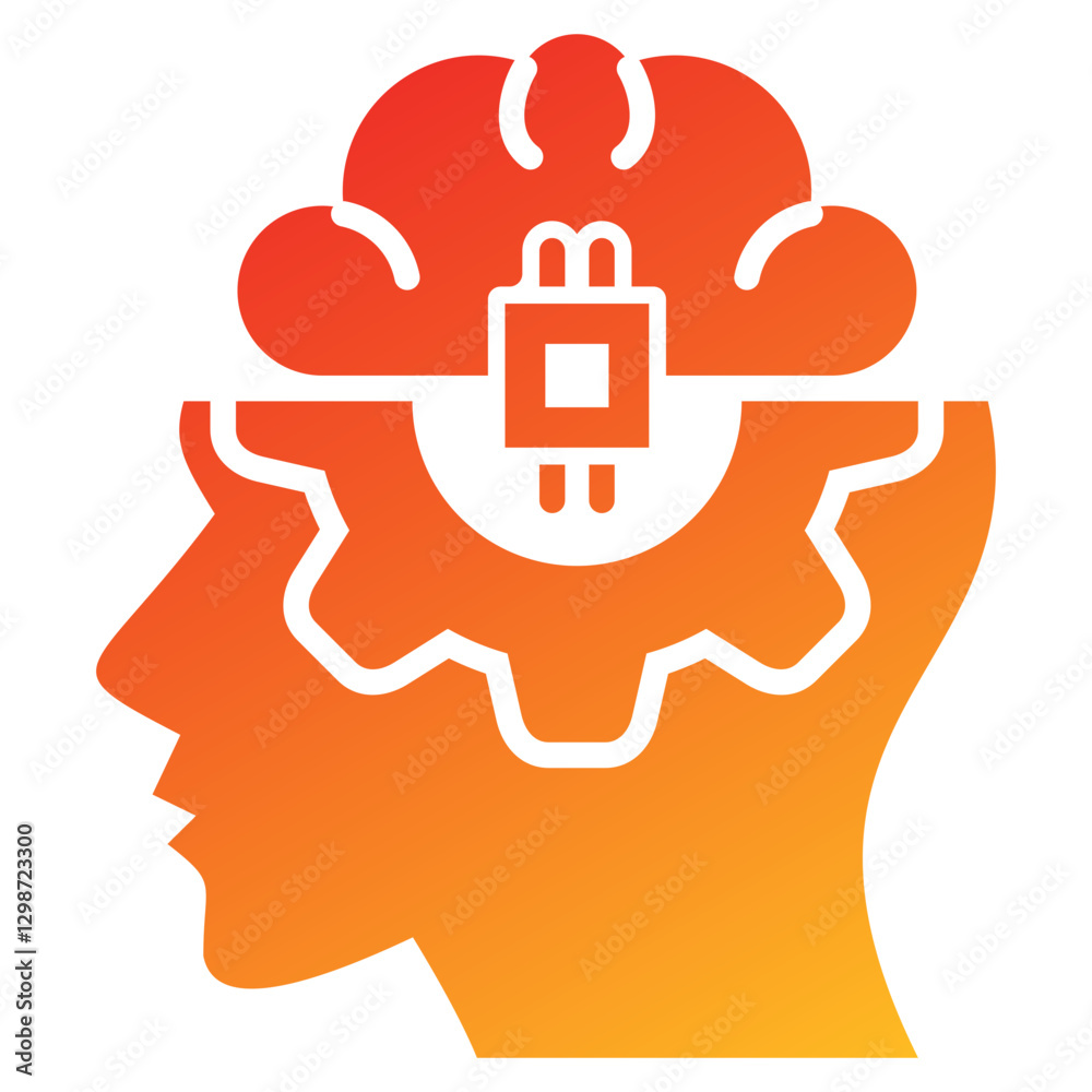 Poster artificial intellegence glyph gradient icon