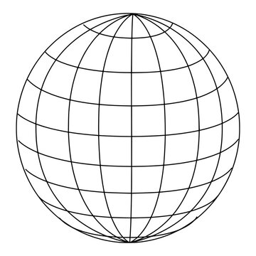 3d line globe on white background. world worldwide latitude shape global earth grid planet globe longitude sphere 3d perspective 