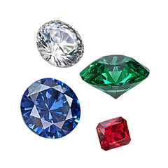 Fototapeta premium Stunning Gemstones: Diamonds, Sapphires, Rubies, Emeralds