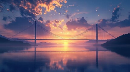 Obraz premium sunset bridge landscape photography