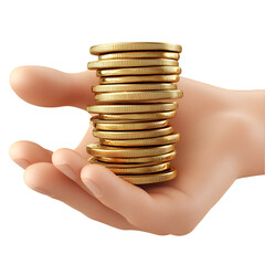 Golden Coins Stacked High in a Caring Hand Wealth and Prosperity