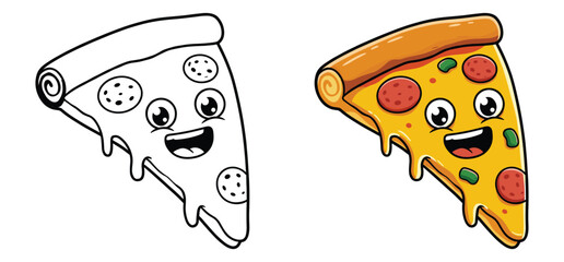 Delicious cheese pizza Slice vector Clipart Illustration with a white background 