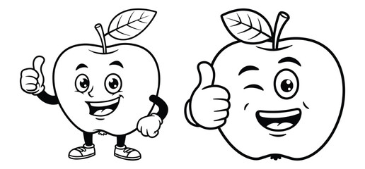  Hand drawn Thumbs up Apple vector Clipart Illustration with a white background 
