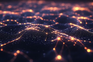 glowing AI network cybernetic fractal waves