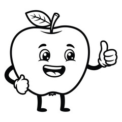  Hand drawn Thumbs up Apple vector Clipart Illustration with a white background 

