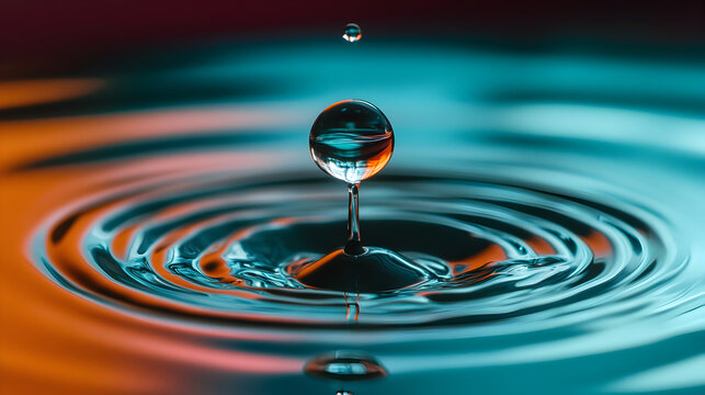 droplet just before collision, with surface tension holding it in a near-perfect sphere 