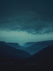 Obraz premium Starlit serenity, Enigmatic canyon landscape under a celestial canvas