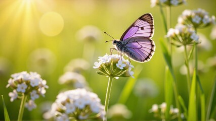 Naklejka premium A purple butterfly is sitting on a purple flower
