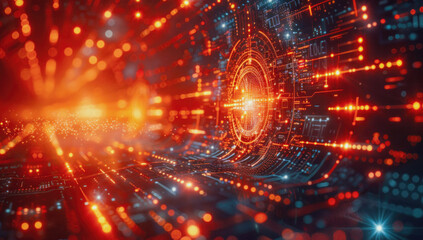 Technology background. Data flow elements on technology background. Artificial intelligence concept