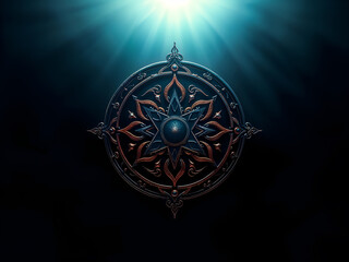 Fototapeta premium Glowing mandala design in a mystical light, symbolizing spiritual energy. Generative AI