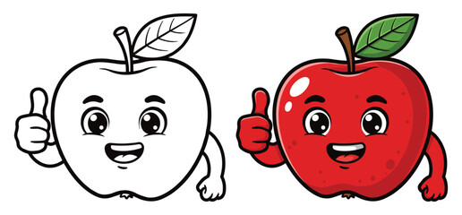  Hand drawn red Thumbs up Apple vector Clipart Illustration with a white background 
