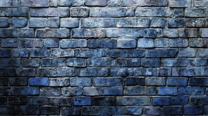 Fototapeta premium Brick wall texture background in dark blue tones for interior design, home renovation, photography projects, and architectural elements.