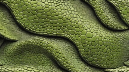 Obraz premium Abstract Green Reptile Skin Texture Wavy Scaled Pattern Background