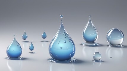 Crystal Clear Water Drops Pure Hydration Refreshing Design Liquid Elements