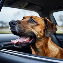 dog in car. Generate AI