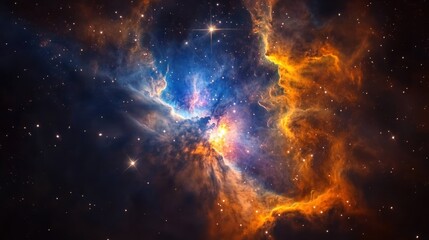 Fototapeta premium Galaxy nebula formation in deep space with vibrant colors and cosmic clouds showcasing the beauty of the universe and interstellar phenomena.