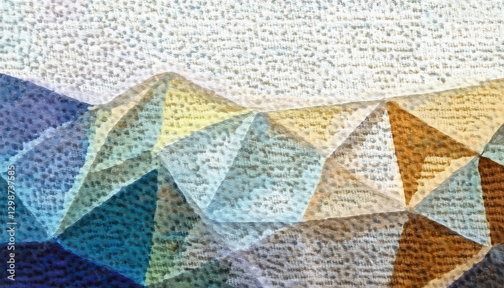 Poster abstract geometric watercolor texture with polygonal shapes in earthy and cool tones, soft canvas ef