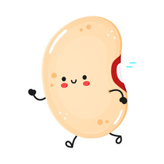 Running Beans Character. Joyful Legume with a Smile