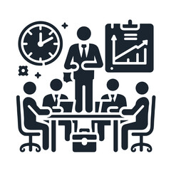 Business meeting with team discussing strategy in conference room  