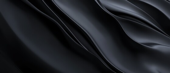 Fototapeta premium Black silky fabric texture background for textile design, fashion industry, and luxury products showcasing smooth elegance and high-quality materials.