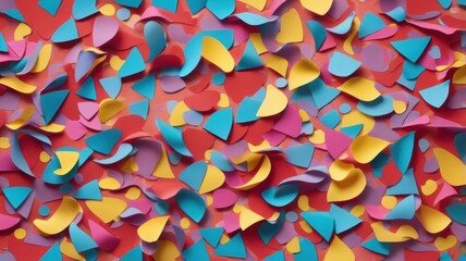 Colorful Abstract Paper Shapes Background Texture Vibrant Red Yellow Pink and Blue Geometric Pattern
