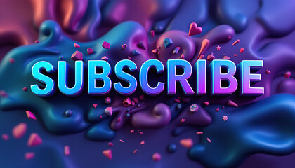 Subscribe Button 3d Render Colorful Abstract Background