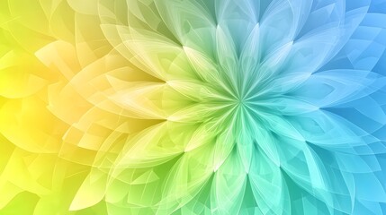 Vibrant Radial Gradient Floral Bloom on Serene Botanical Background