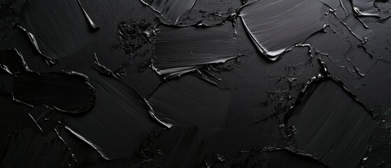 Fototapeta premium Black paint texture abstract background with glossy wet surface, ideal for artistic design, modern decor, and creative projects in interior design.