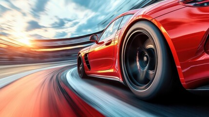 A race car zooming down the track during a competition, Automotive photography, Fast and thrilling