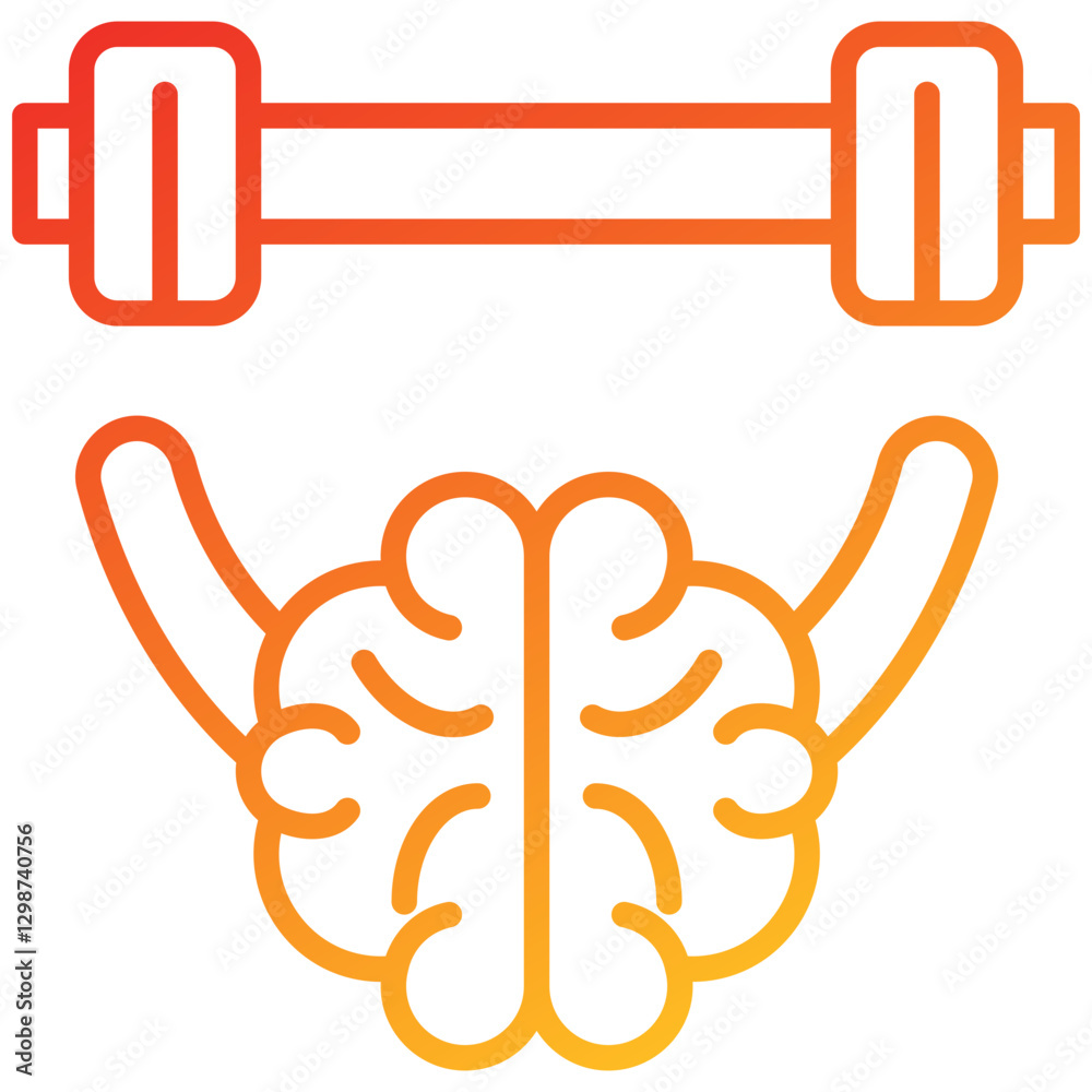 Poster brain training line gradient icon