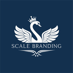 Elegant Logo Design Featuring a Crowned Swan