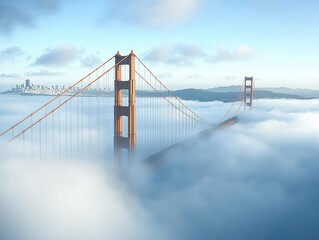 A shot of the Golden Gate Bridge in San Francisco, with fog rolling in, Travel destinations, Iconic and scenic