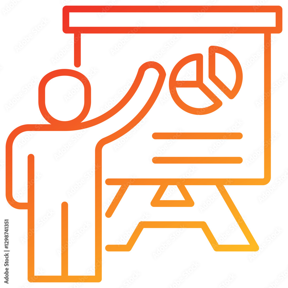 Poster Presentation Line Gradient Icon