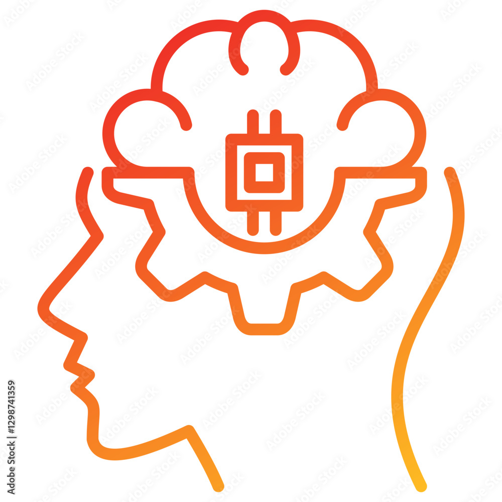 Poster artificial intellegence line gradient icon