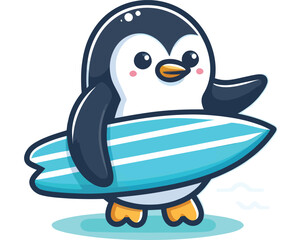 Obraz premium surfing penguin vector silhouette