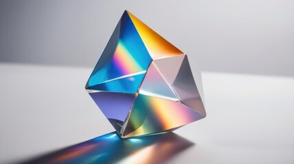 Iridescent Glass Prism Geometric Crystal Abstract Art Colorful Light Reflection Modern Design