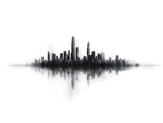 Abstract Urban Skyline With Unique Architectural Elements On Clean Background