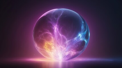 Abstract Glowing Orb Energy Sphere Purple Pink Blue Light Futuristic Plasma Ball Sci Fi Background