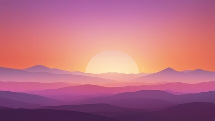 Obraz premium Serene Sunset Landscape Vibrant Pink and Purple Mountains at Dawn