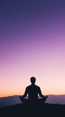 meditation silhouette person lavender sky