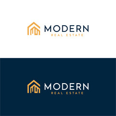 Minimalist Modern Logo Design for Real Estate Company with Gold House Icon