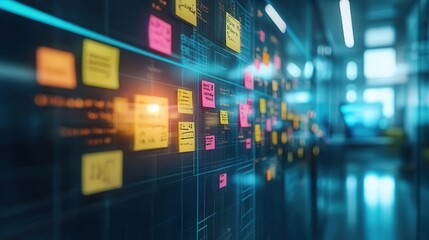 Obraz premium A tech startup office filled with innovative tools and brainstorming sessions, Technology, Bright and futuristic