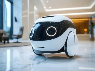 Fototapeta premium An AIpowered robot assisting in a futuristic office environment, Technology, Clean and advanced